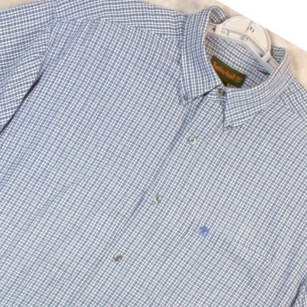 Timberland Button Up Shirt Mens XL Short Sleeve Gingham Check Casual Performance